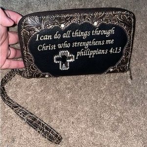 Brown and black wallet